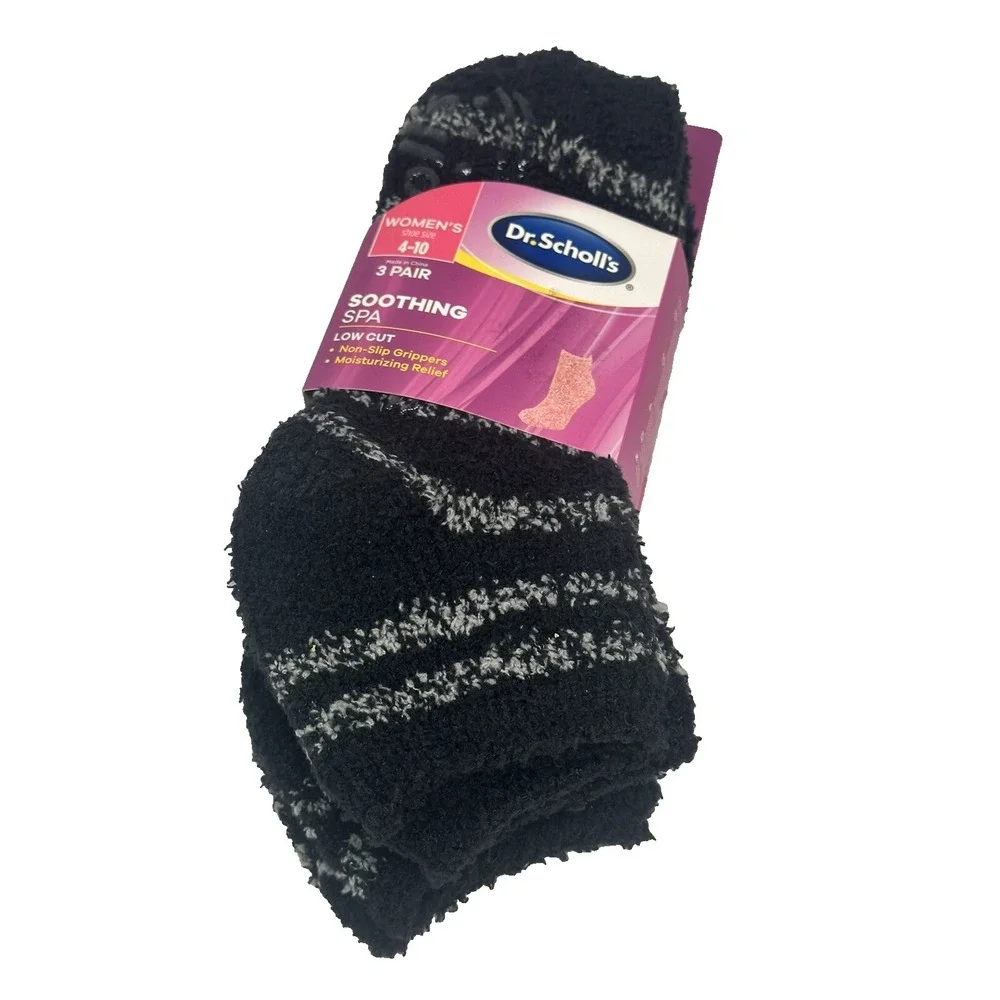dr‎ scholls 3 pairs womens soothing spa low cut non slip grippers 3 pairs 4-10
